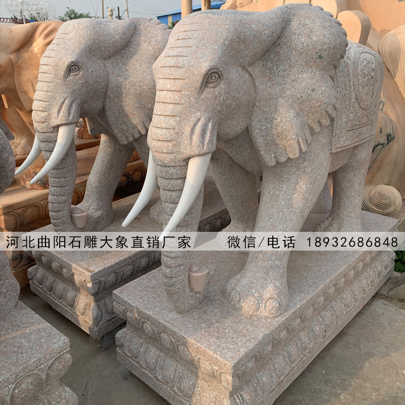 曲阳花岗岩石雕大象生产厂家,动物石雕厂家报价,支持定制石雕大象造型