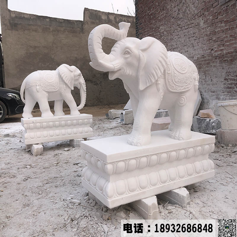 定制石雕汉白玉大象一对 厂家直销加工价格