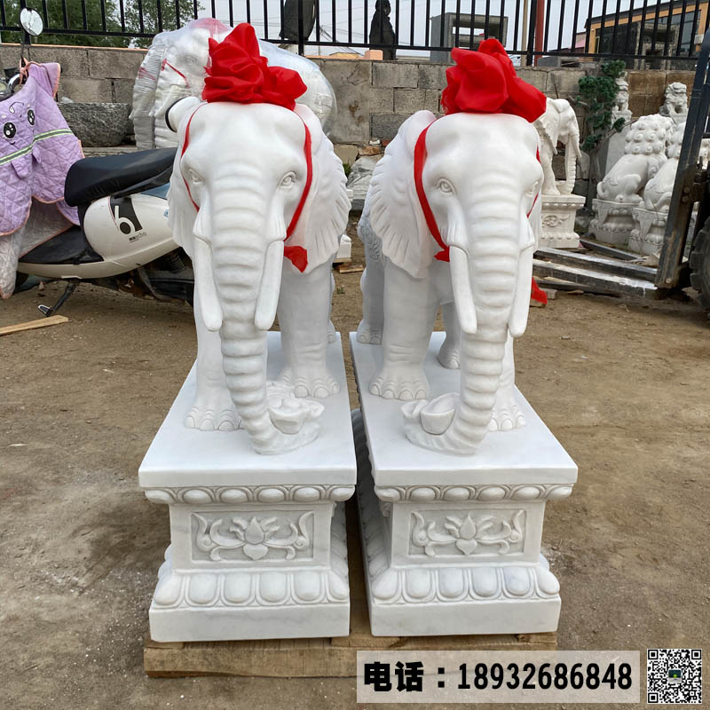 汉白玉石雕大象价格,现货石雕大象造型图片,石雕大象多少钱一对？